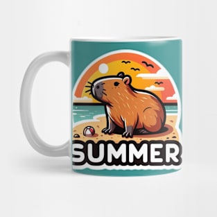 Cute summer capybara on the beach Mug